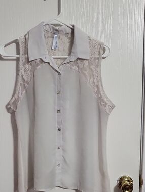 Shirt-Event Sleeveless Button Down Lacy Rose #3214